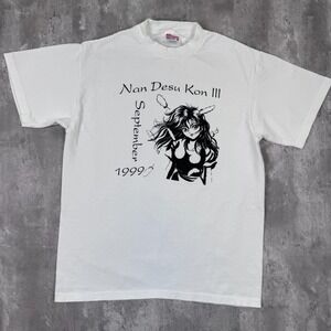 Vintage Nan Desu Kon III T-Shirt Mens Medium White Anime Waifu Convention 90s